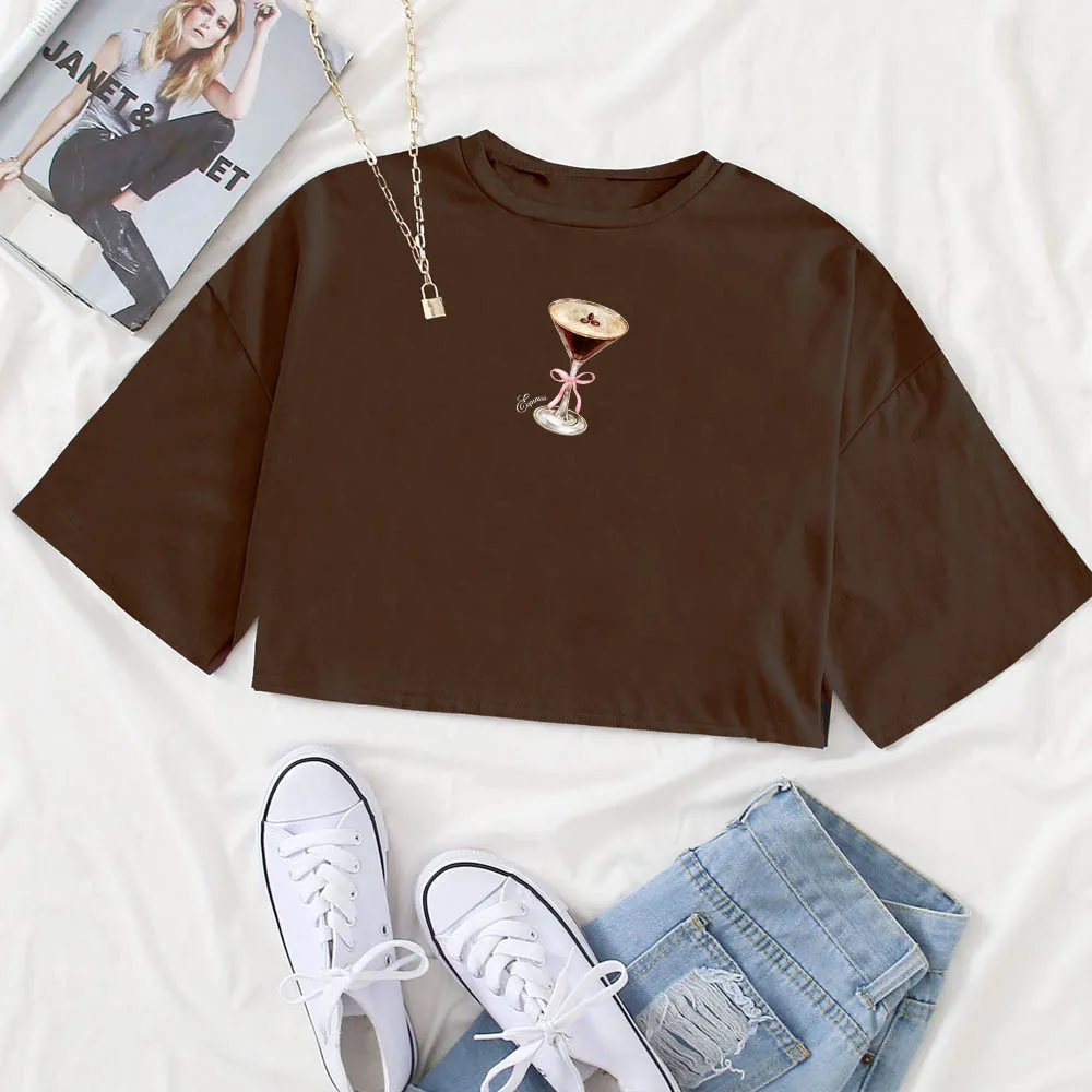 Sabrina Carpenter Espresso Album Crop Tops Sabrina Carpenter Music Gift for Fan Harajuku O-Neck Short Sleeves Crop Tops 6
