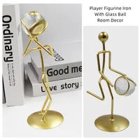 Basketball Player Action Figures Figurines Table Ornaments Abstract Iron Statue Crystal Ball Home Room Office Desktop Decoration 2