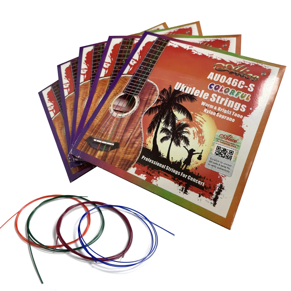 

5 Sets Alice AU046C-S Colorful Ukulele Strings Warm & Bright Tone Nylon Soprano