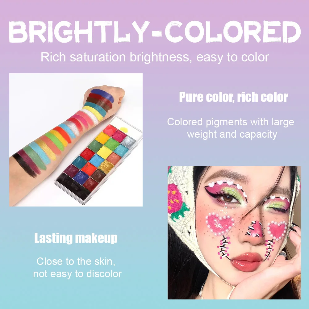 Water soluble makeup palette, water activated eyeliner palette, 20 color face painting eyeliner makeup, art, Halloween, carnival 3