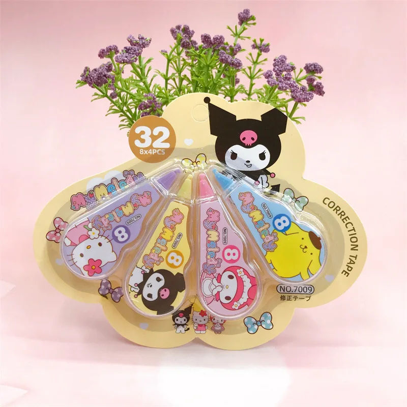 4Pcs/set Sanrio Hello Kitty Correction Tape Kuromi My Melody Pompompurin Kawaii Students Stationery School Office Supplies