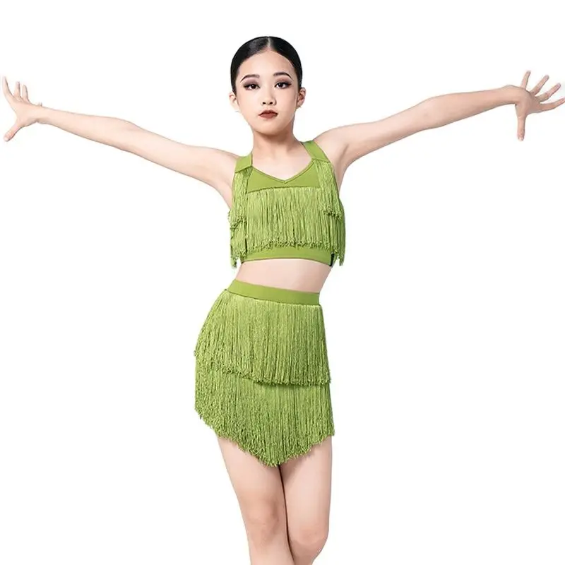 Girls Cha Cha Latin Dance Skirt - A-Line Flared Maxi Swing Skirt For Competition And Performance