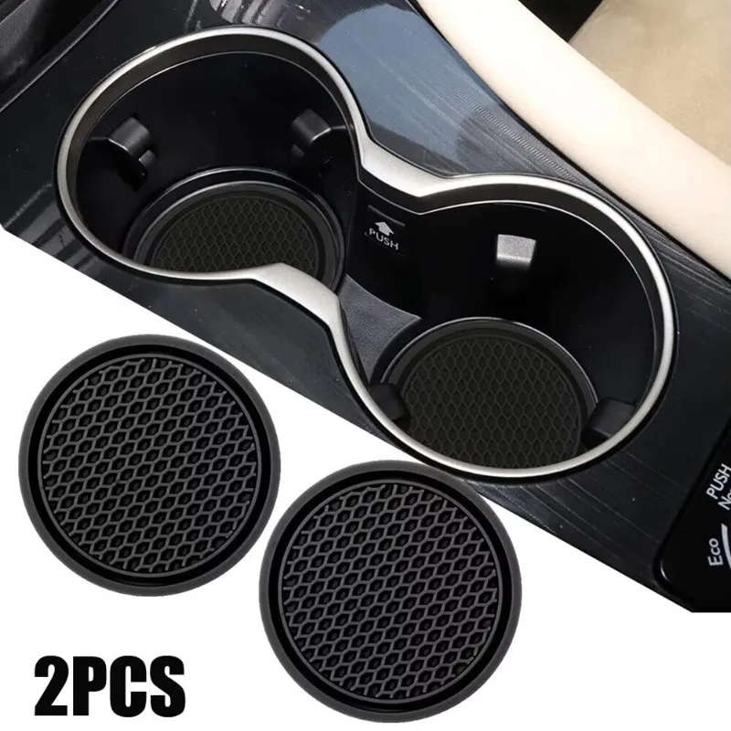 2 Sottobicchieri Auto Universali Antiscivolo - Diametro 6,75 Cm - Silicone Ecologico Anti Polvere E Resistente Al Calore (Nero)