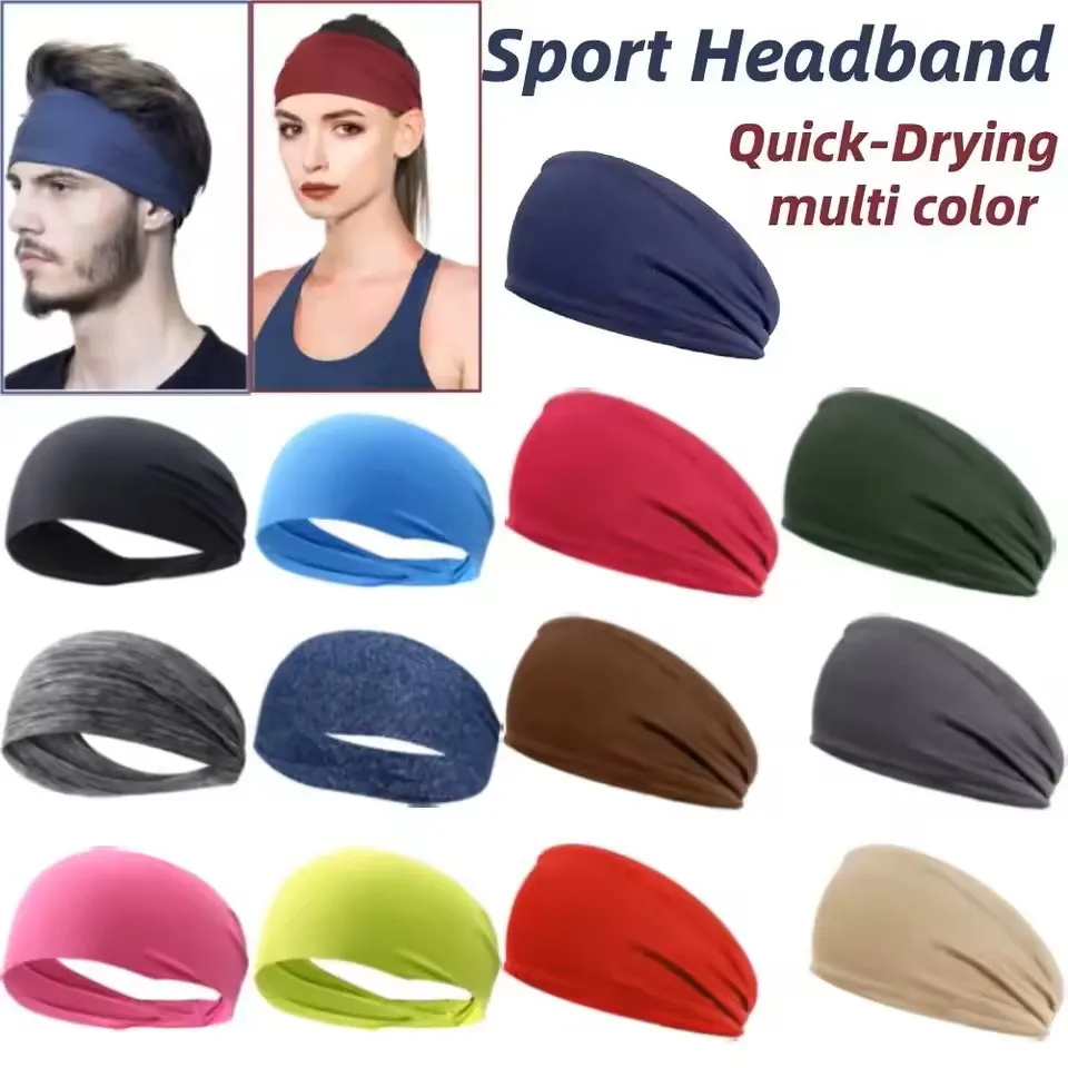 Sport Headband Fitness Sweat Bandage Head Hair Band Tennis Yoga Absorb Sweat Head Band Basketball Running Sweatband Women Men 2