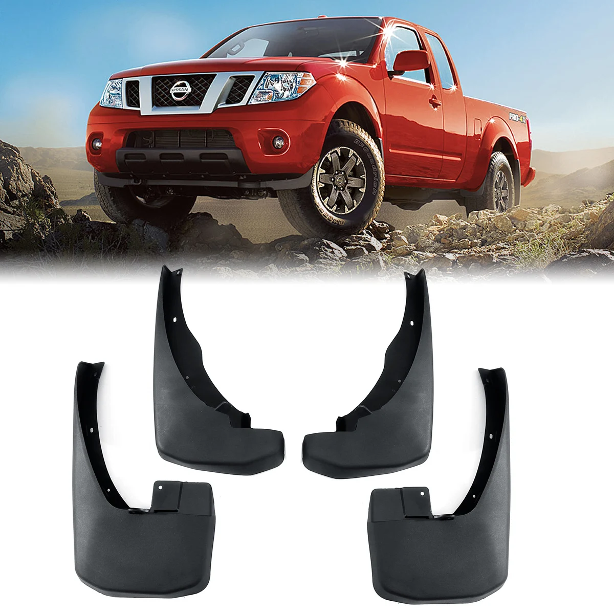 

4pcs Black Rear Front PP Splash Car Mud Guards Flaps Mudguards For Nissan Frontier 2005-2019 Pickup Car Accessories