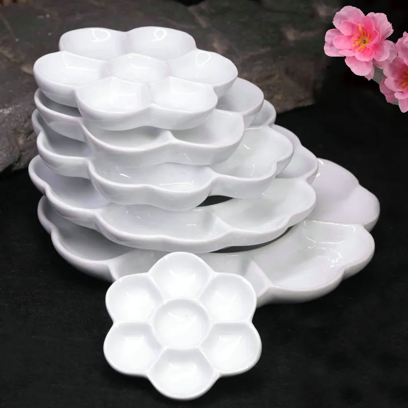 

Jingdezhen Ceramic Palette Art Gouache Watercolor Chinese Painting Pigment White Porcelain Plate Supplies Tray