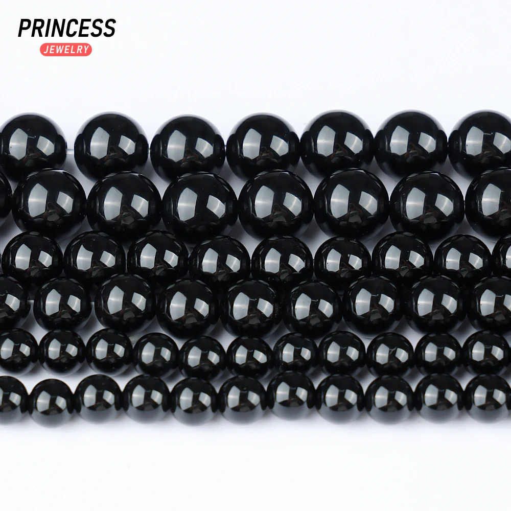A+ Natural Black Agate Black Onyx Stone Beads for Jewelry Making Bracelet Necklace DIY Accessories 15 Strand 6 8 10 12mm