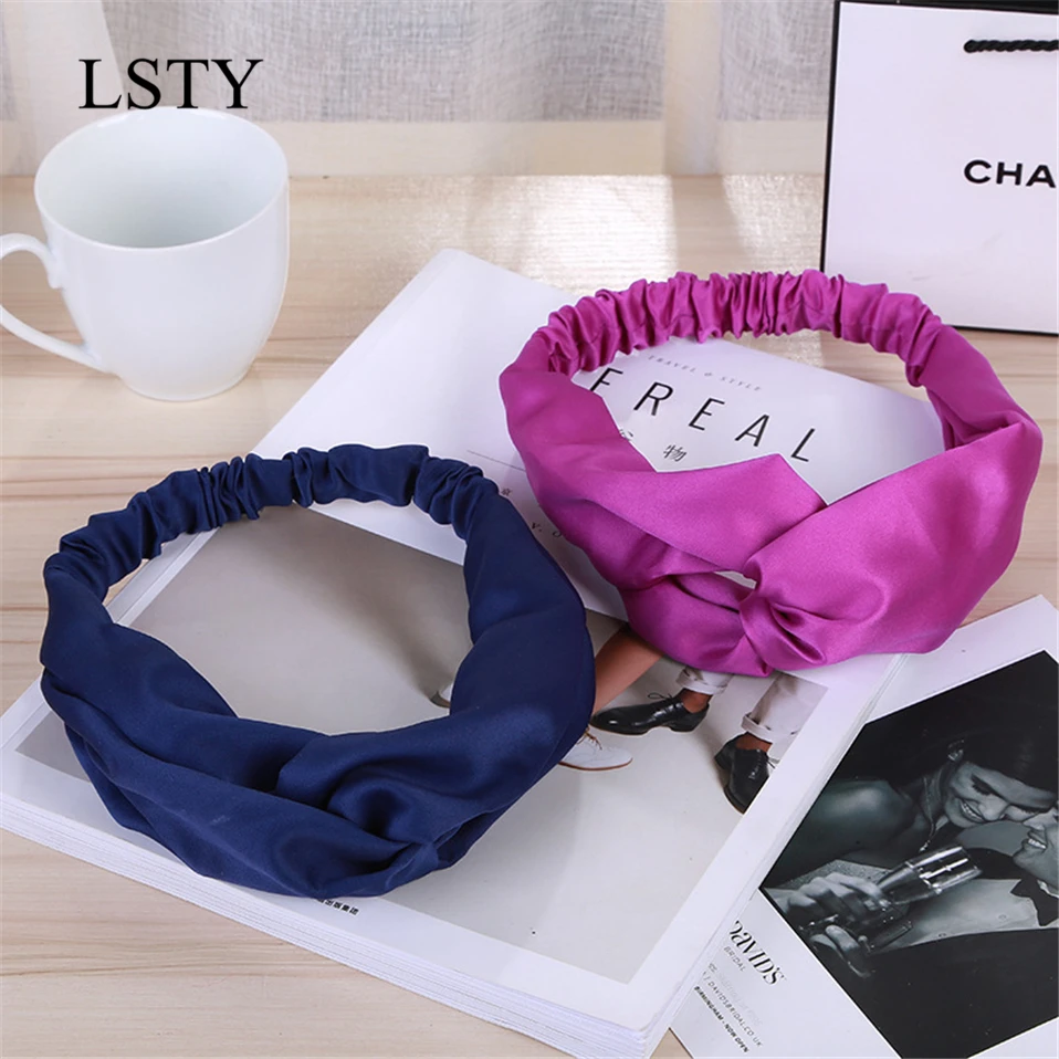

4Pcs/set 2023 Lady hairband Solid color Headband Turban Elastic Head Wrap Women Hair Accessories for Women Striped Hair Bands