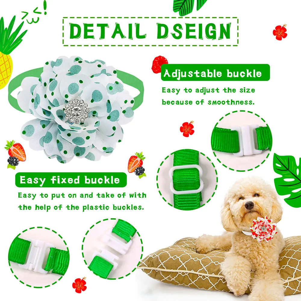 50PS Bulk Flower Bowties For Dogs Pets Cute Dianomd Small Dog Cat Bow Tie Collar Summer Dog Grooming Accessories For Small Dogs 4