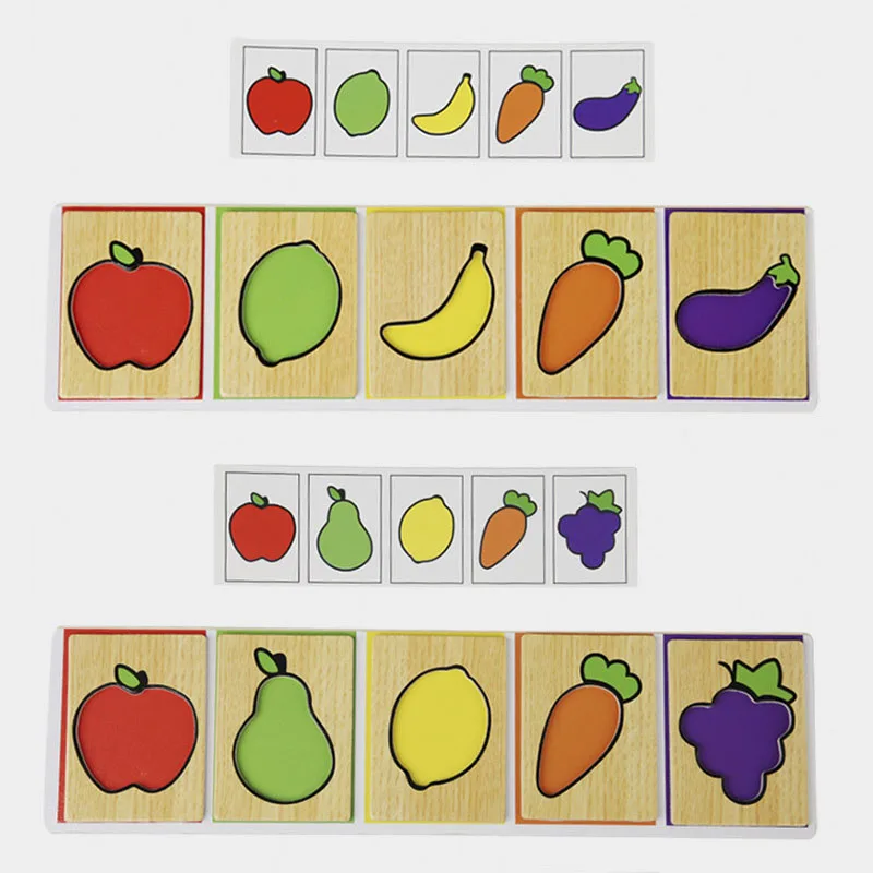 Wooden Montessori Early Education Fruit Vegetable Pairing Puzzle Kids Color Recognition Game Educational Toys For Children 4