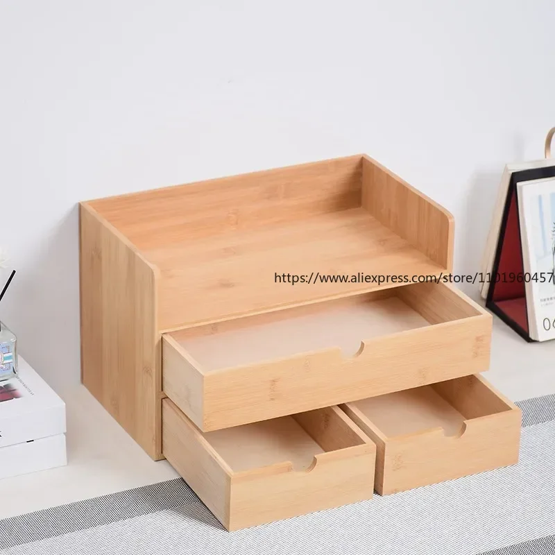 Organizador De Mesa De Bambu Wisuce Com Gavetas, Minicaixa