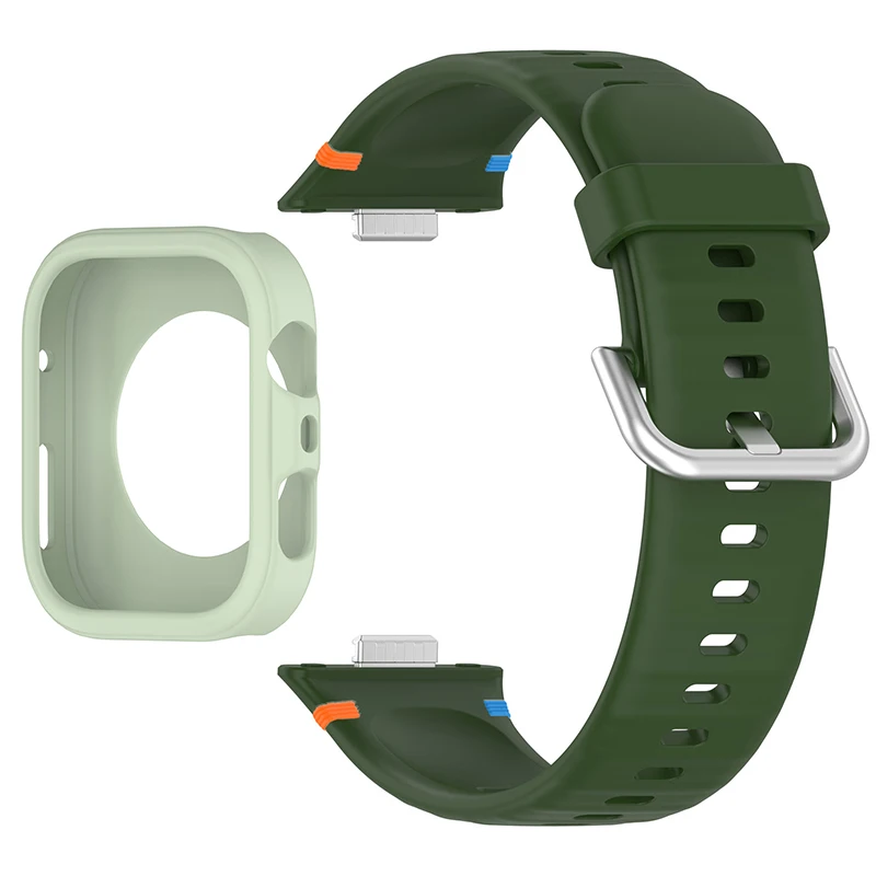 Protective Soft Case with Silicone Sports Strap for Smartwatch Fitness Bands