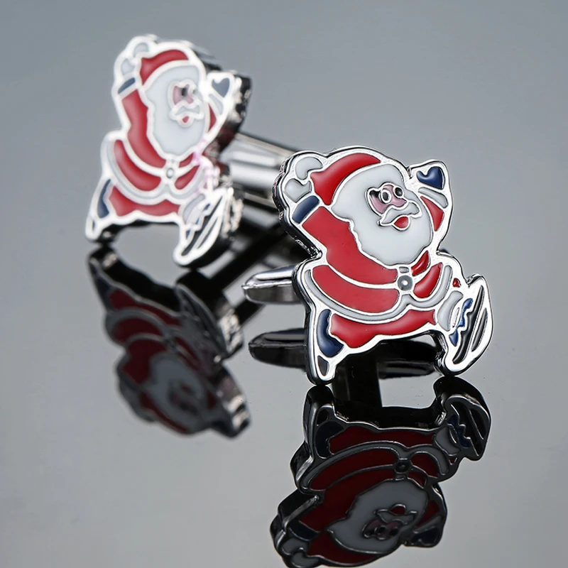 

Мужские французские запонки для рубашки, красные манжеты в виде Санта-Клауса, пуговицы, аксессуары для свадебных костюмов, ювелирные изделия, подарки