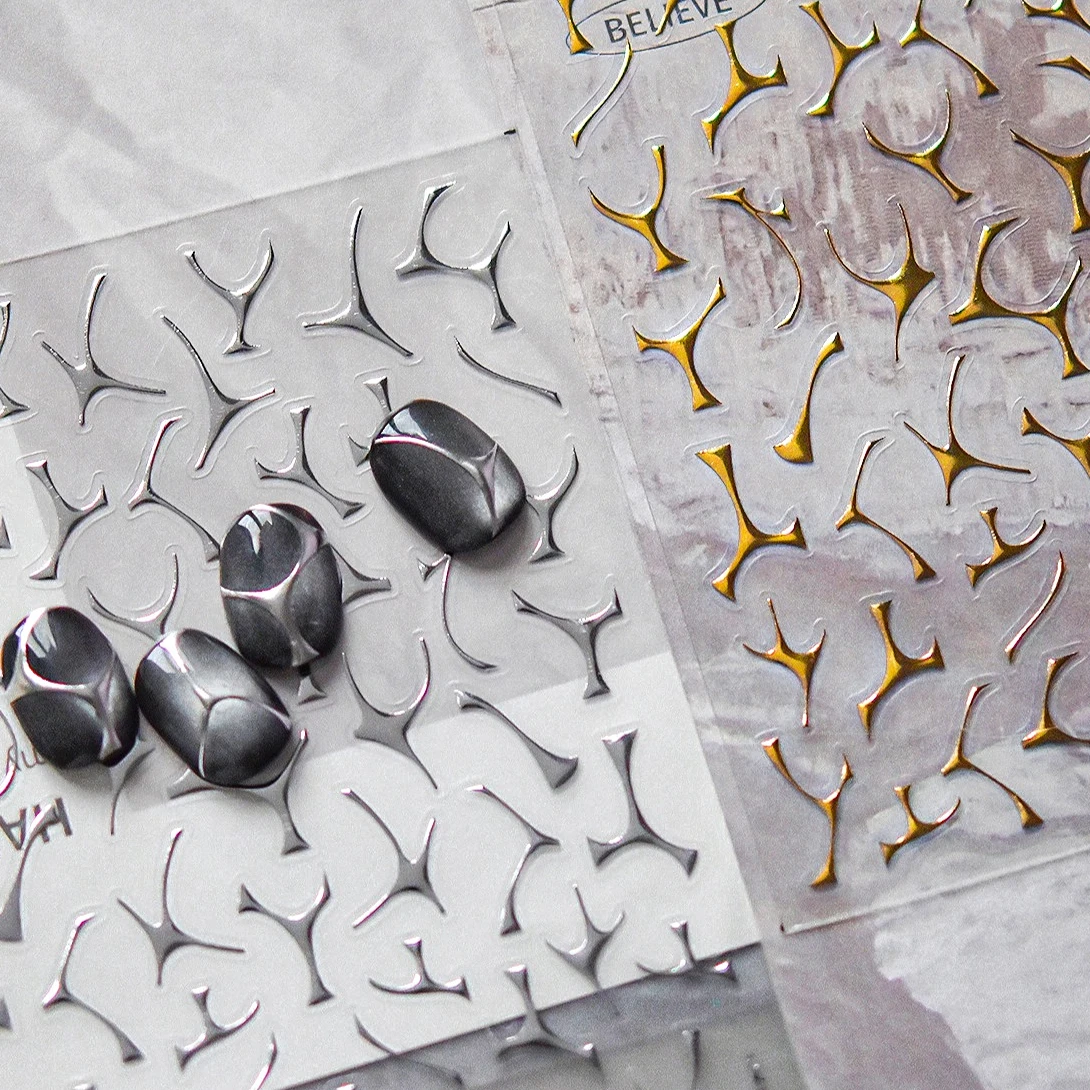 골드 실버 라인 기하학 금속 불규칙한 패턴 스타 문 러브 하트 보석 진주 라인 ..