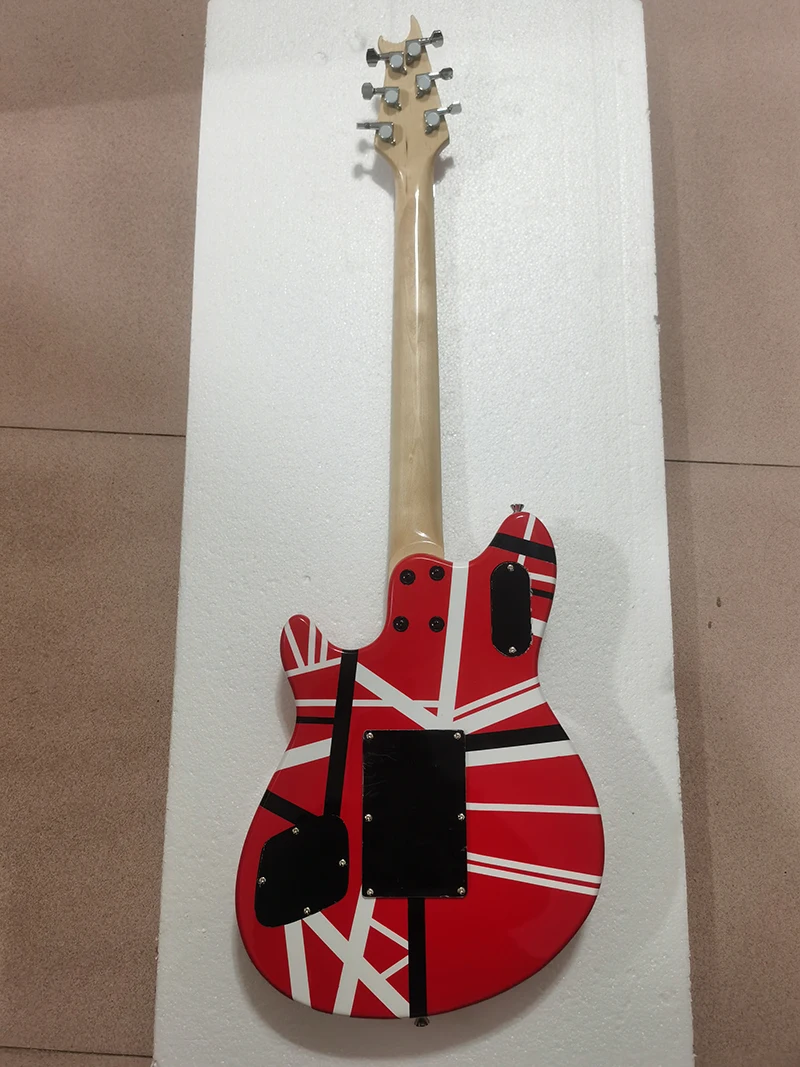 WOIFGANG E VH High quality electric guitar with maple fingerboard and black and white lines In