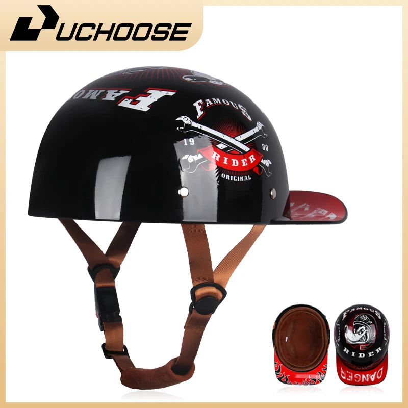 Casco da motociclista retrò a faccia aperta Berretto da baseball scooter stile vintage unisex Mezza cappello per motocicli elettrici Chopper  201355758
