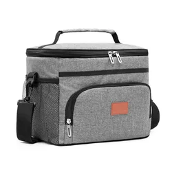 Insulated Thermal Lunch Bag with Adjustable Shoulder Strap - Large 15L Cooler for Work, Picnic, Beach, and Hiking (GRAY)