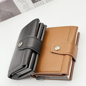 Portafoglio da uomo di nuova moda Anti ladro Porta carte di credito Rfid Porta carte di credito sottile multifunzionale retrò Porta carte pop-up automatico