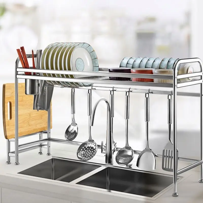 Storage Shelf Over The Sink Adjustable Dish Drying Rack For Kitchen 2 Tiers Metal Carton Storage Holders & Racks Multifunction
