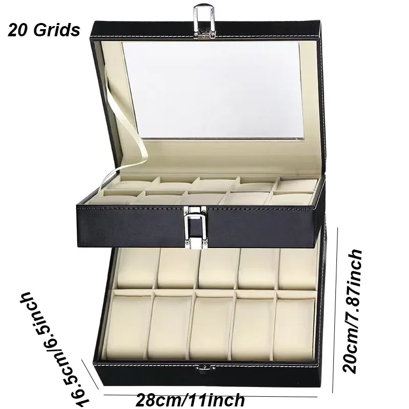 6/8/20-Slot PU Leather Watch Box with Glass Lid, Traditional Style Watch Storage Organi... - SKU WSO01701 - UGI Packaging