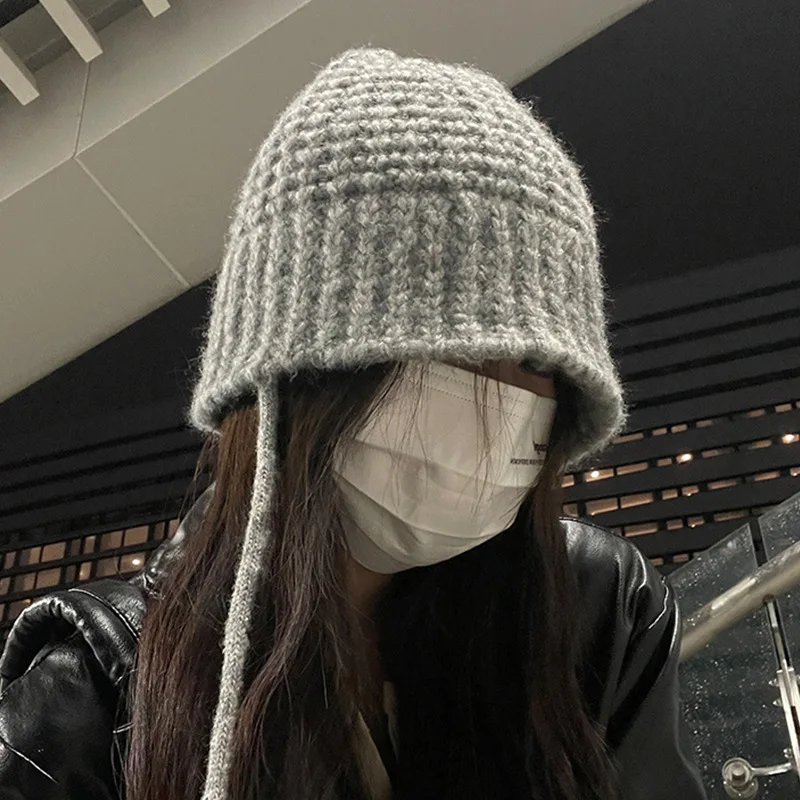 Women's Winter Knitted Hat Woolen Twist Fisherman Hat Autumn New Short Brim Stitching Beanie Basin Hat Girl's Warm Casual Hat