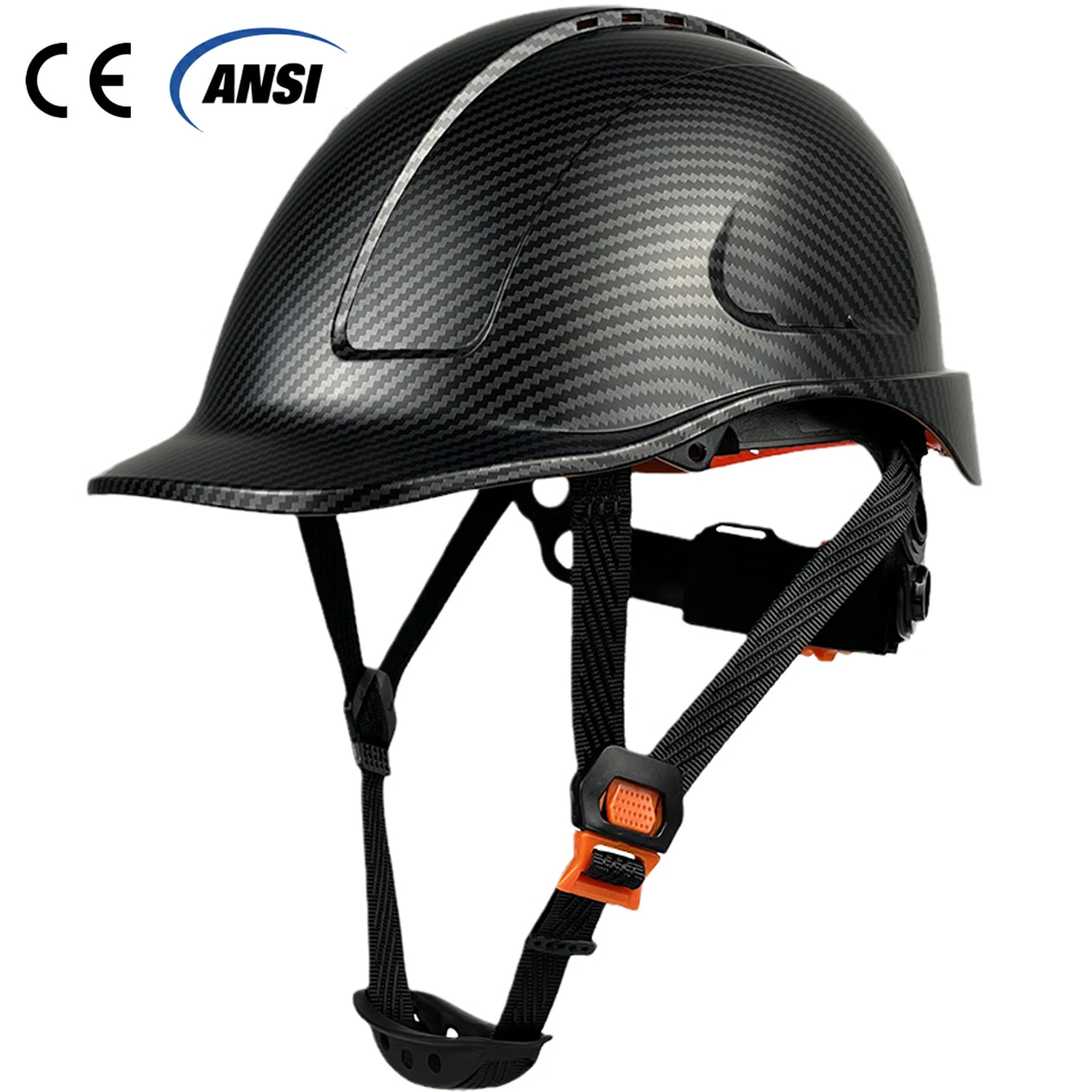 CE Safety Helmet With Visor For Engineer ABS Ansi Hard Hat For Men Vented Industrial Work Head Protection Carbon Fiber Pattern