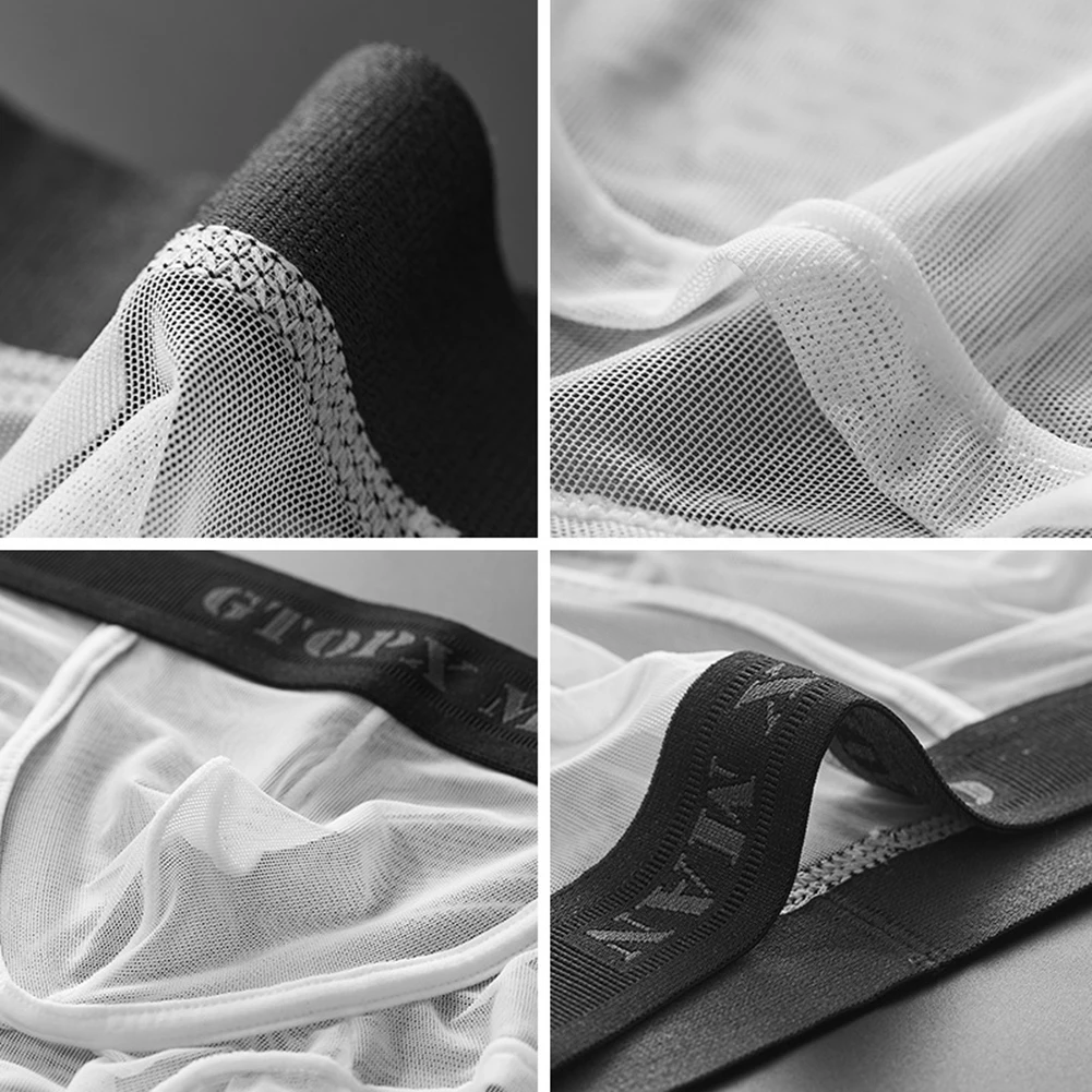 Sexy Mens Briefs Mesh See-through Pouch Boxer Bikini  Convex Pouch Underwear Soft Breathable High Quality Boxershorts Gift