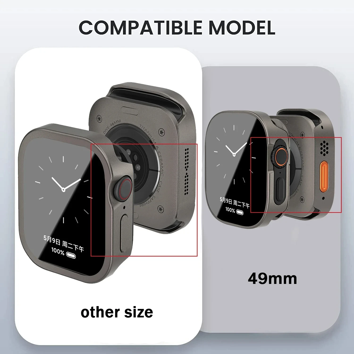 Premium Metal Full Coverage Waterproof Aluminum Alloy Watch Case