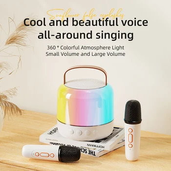 Y6 Wireless Dual Microphones Karaoke Machine With 2 Wireless Microphone PA Speaker System Home Family Singing for Kids Adults 2