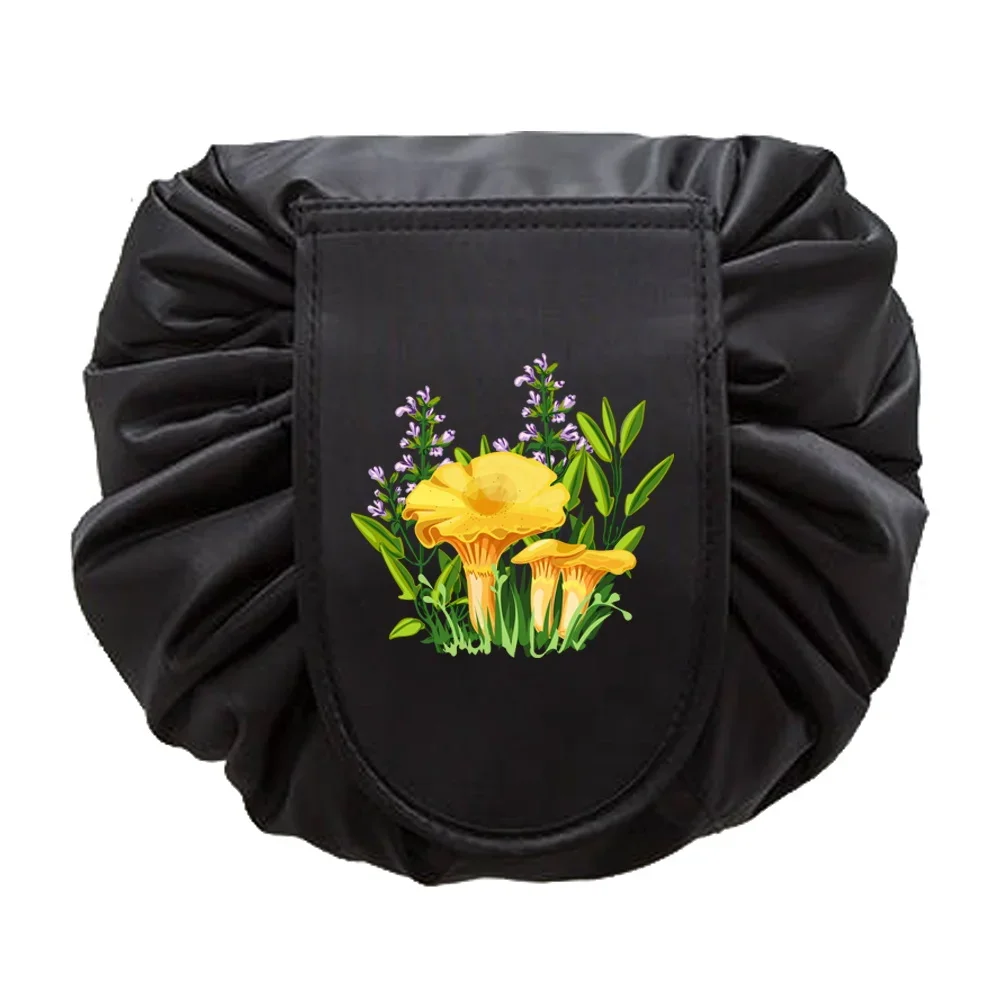 Mushroom Print Waterproof Drawstring Makeup and Toiletry Travel Bag