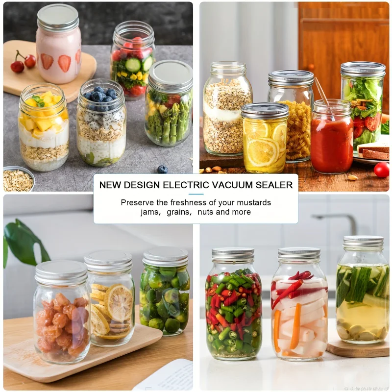 Electric Mason Jar Vacuum Sealer Kit Cordless Automatic Jar Sealer Set for Food Storage and Fermentation with Mason Lids New