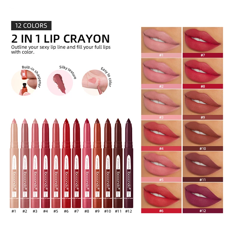 12 Colors Velvet Lip Liner Pencil Matte Lipstick Waterproof Lasting Brown Professional Makeup Full Lip Contour Korean Cosmetics 2