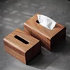 Walnut Wood Tissue Box Commercial Hotel Restaurant Paper Drawer Desktop Square Wooden Box Household Advertising Paper Drawer 6