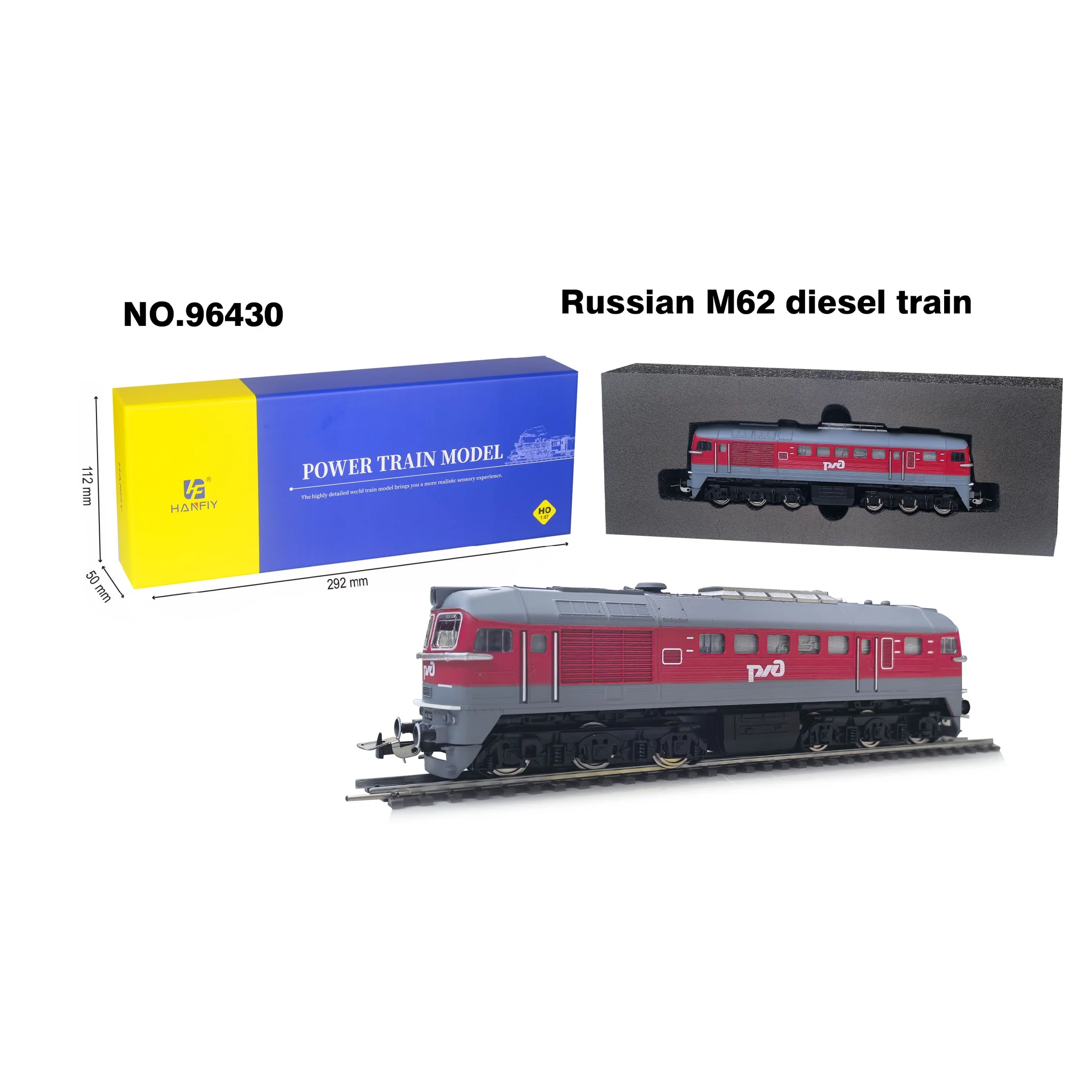 HO Scale 1:87 Russian M62 Diesel and Chinese's Green Carriage