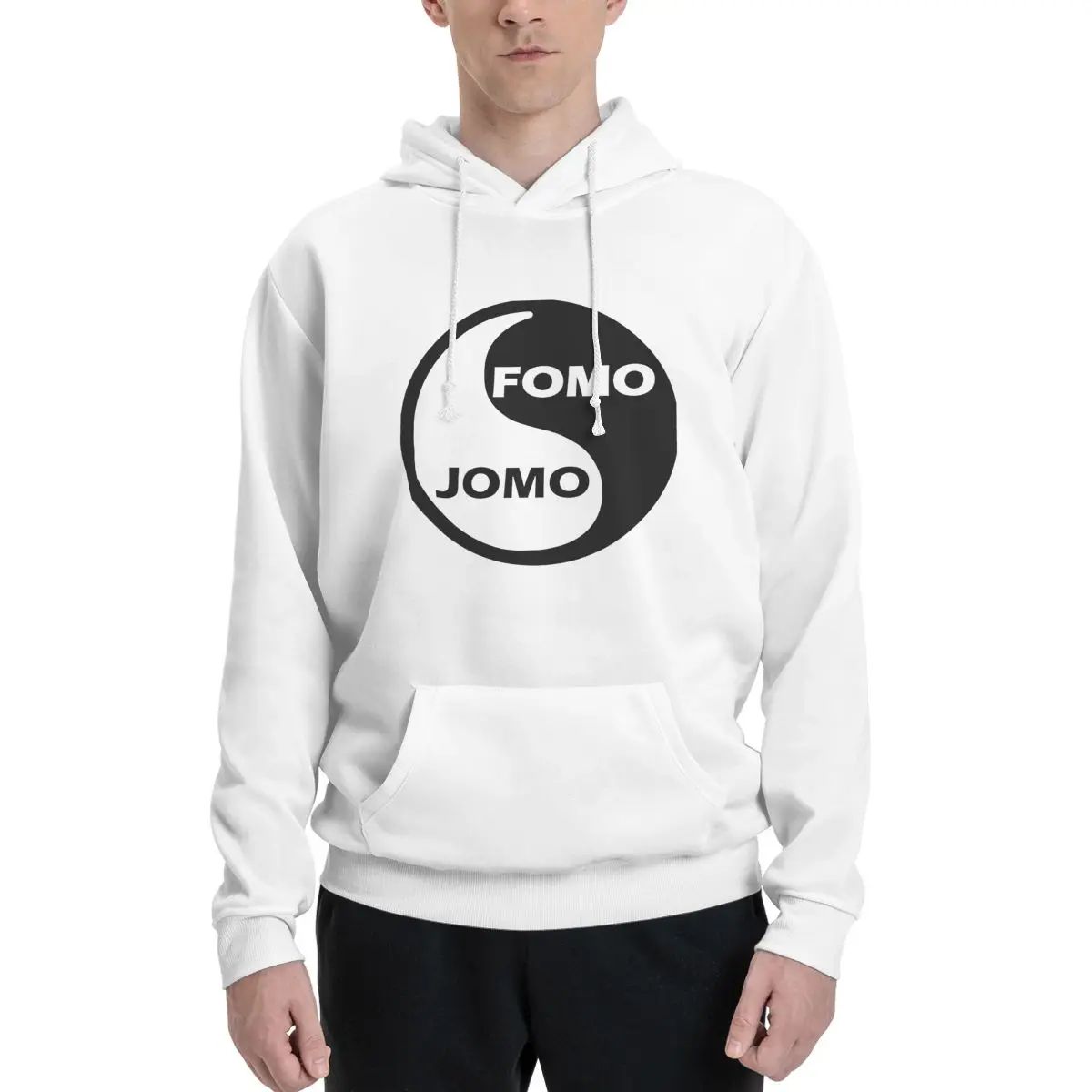 

Couples Plus Velvet Hooded Sweater FOMO JOMO Classic Funny Graphic Cute Hooded rope Hoodie High grade Leisure