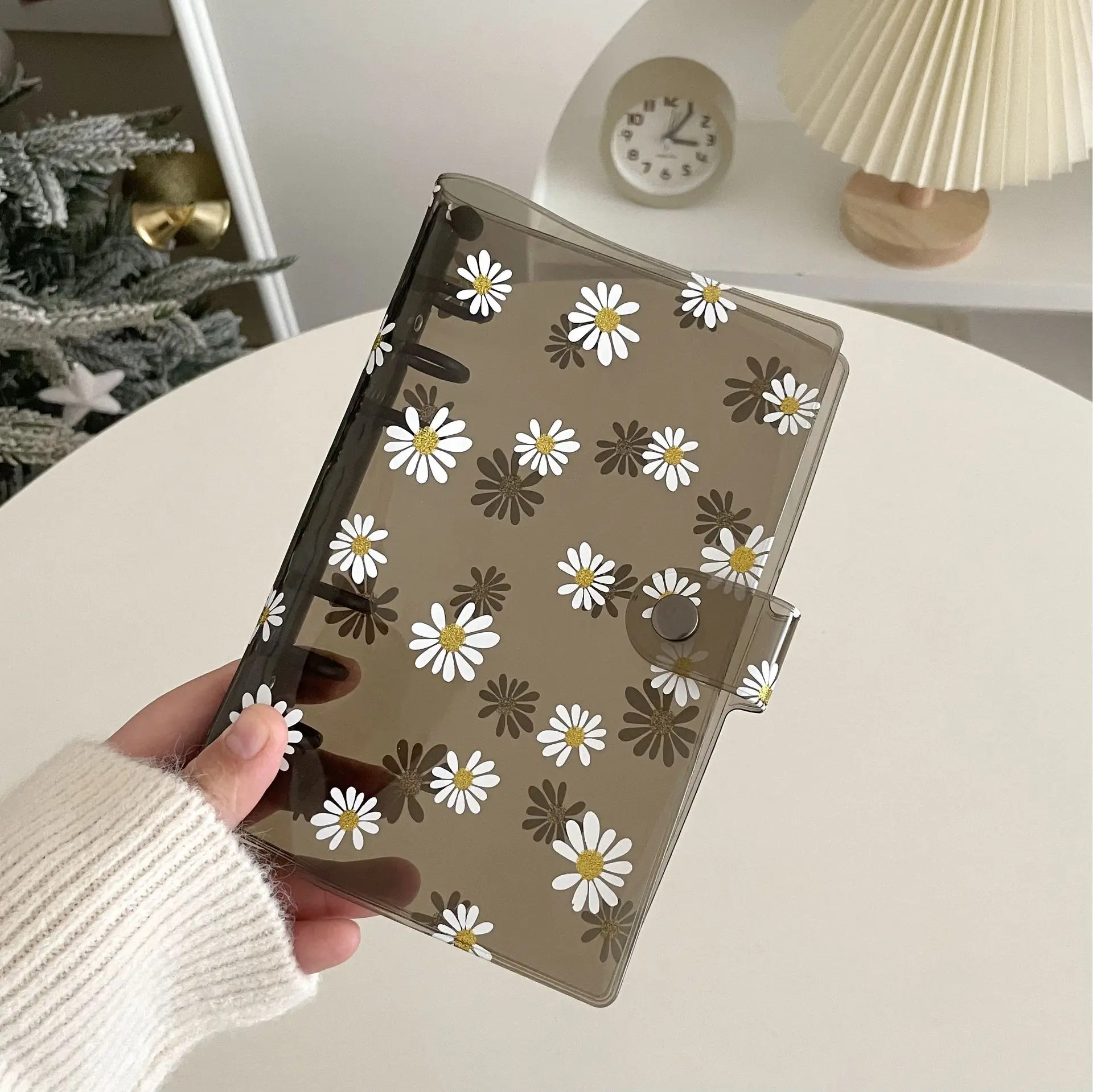Transparen Daisy A5 Binder Kpop Photo Album Organizer Photocard Collect Book Cover with 6 Rings Journal Diary School Supplies