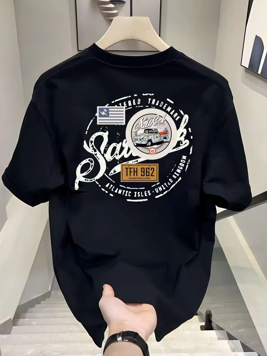 Retro Print ort Sve T-irt ex Summer Faionable Clothing Cotton Blend Youthful Sle Versatile M Model Garment