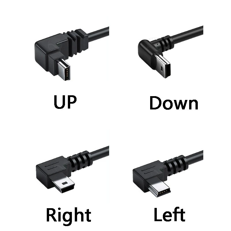 Compact Right Angle Mini USB Extension Cable – 25cm 5-Pin Male to Female Adapter