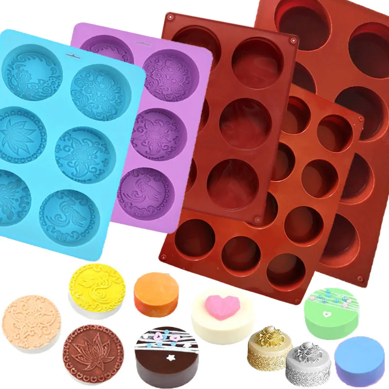 Circular Cake Shaped Handmade Soap Silicone Mold DIY Baking Cylindrical Cake Mold Perfumed Toilet Soap Ice Cube Tray silicone mold,baking mold,soap molds