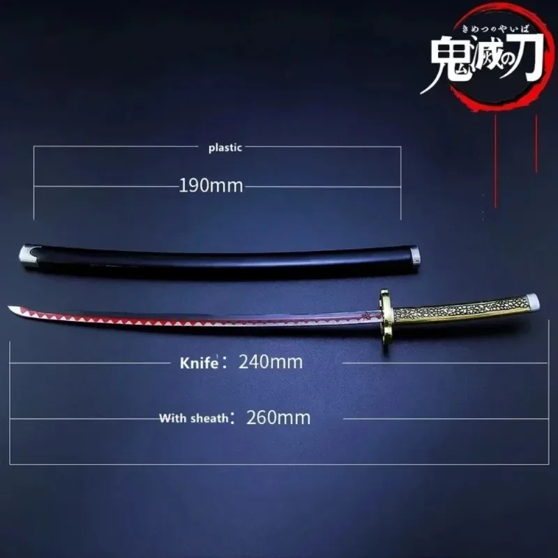 25cm Metal Demon Slayer Katana Kimetsu No Yaiba Steel Tanjirou Sword Real Size Japanese Katana Samurai Sabre Kid Toy Ainme Gift