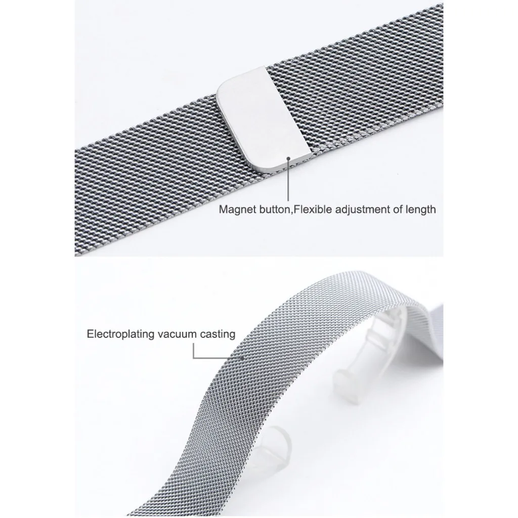Elegant Milanese Stainless Steel Smartwatch Band, Adjustable Strap (18-22mm)