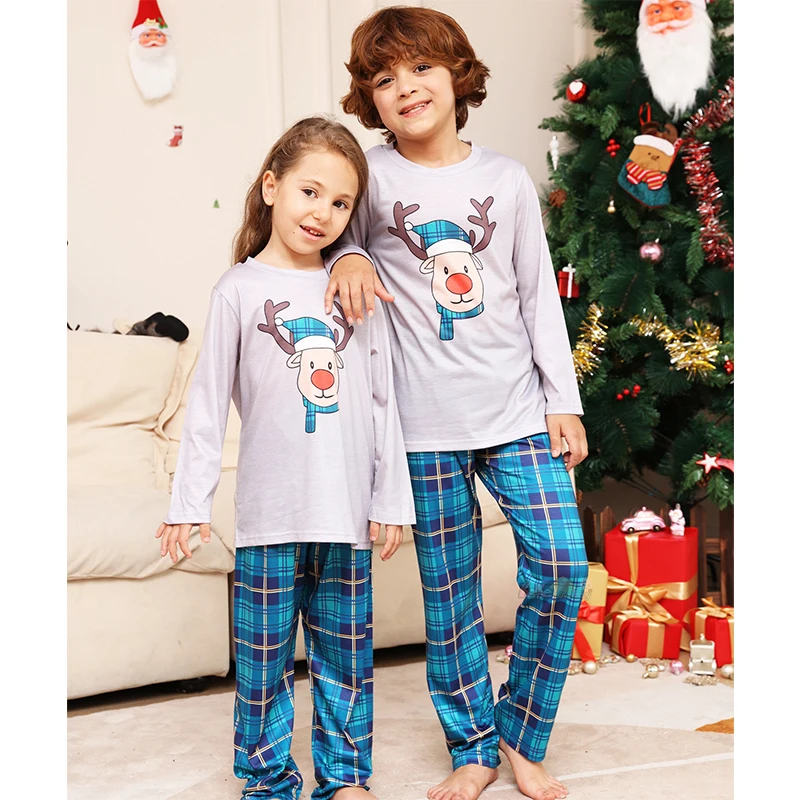 Family Matching Xmas Pajamas Outfits Set Deer Printed 2024 Christmas Family Look Same Adult Kids Mother And Daughter Dog Clothes