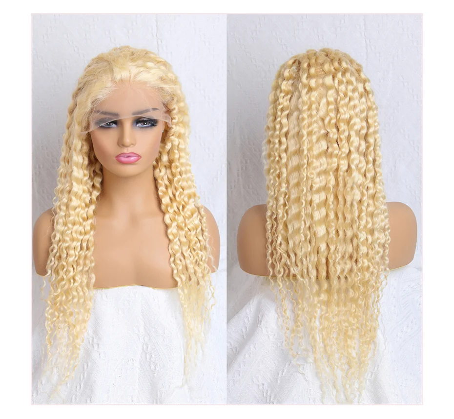Tiefe Welle 13x4 13x6 Spitze Front Menschliches Haar Perücke Preplucked 613 Blonde Farbe Lockige Perücken Für frauen Brasilianische Transparente Frontal Perücke – Detail 11