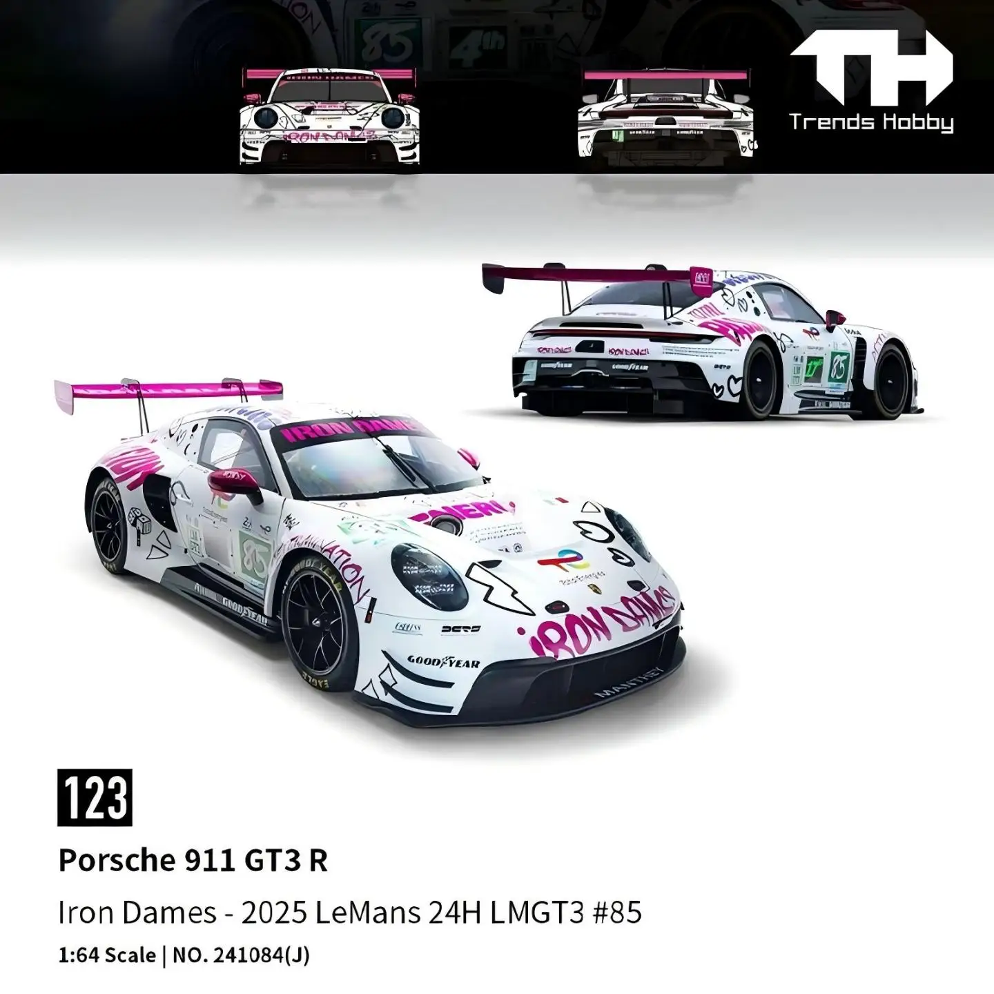 TH-Trends Hobby 1/64 Porsche 911 GT3 R 24H Le Mans 2025 #92 Car Alloy Motor Vehicle Diecast Metal Model Kids Toys Boys — porsche 911 GT3 123