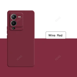 Premium Soft Liquid Silicone Phone Case with Enhanced Camera Protection and Sleek Square Design for Vivo V25 Pro (Wine Red)