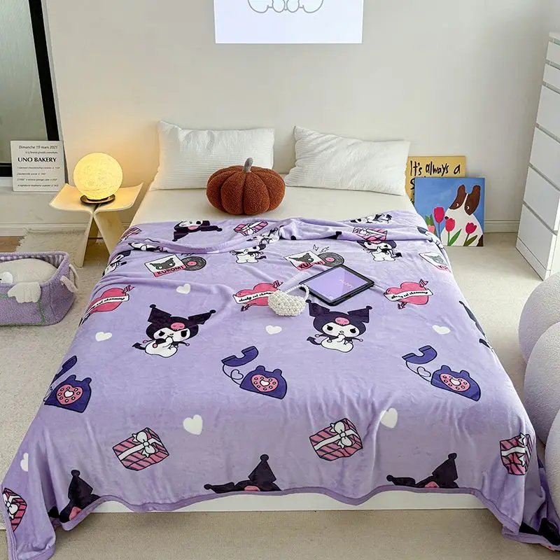 

Sanrio Cinnamoroll Kuromi Anime Kawaii Summer Skin Friendly Blanket Cute Hello Kitty Children Nap Comforter Gifts for Women