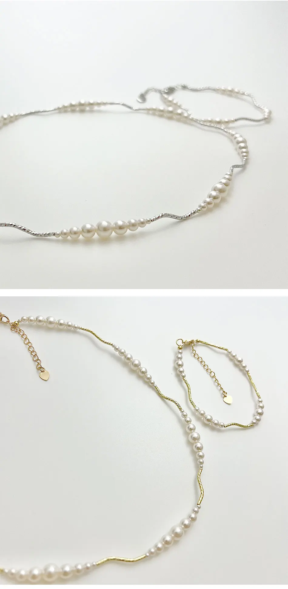 S73a33fbf41144f72abbe6372d3653d9db Imitation Pearl Short Necklace Bracelet Copper Plated 14k Gold Mallzona