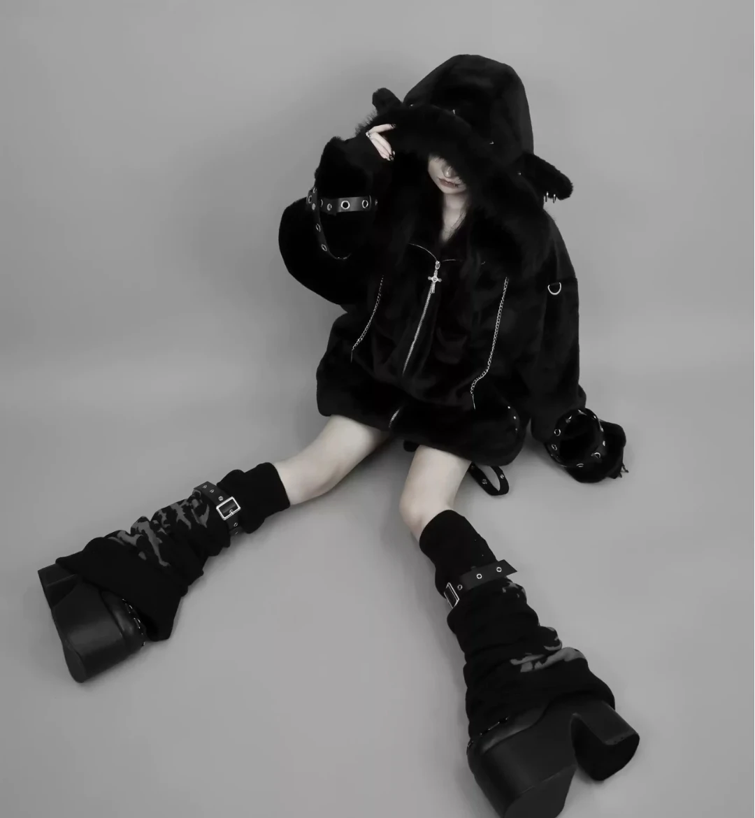Women's Harajuku Plush Ear Fur Coat