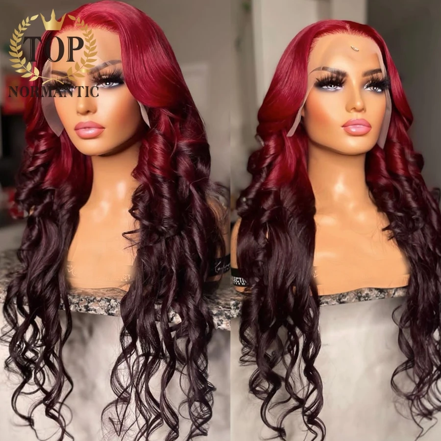 13x6 Lace Front Wigs Women Remy Brazilian Human Hair Body Wave Wig Preplucked Hairline Topnormantic Ombre Color