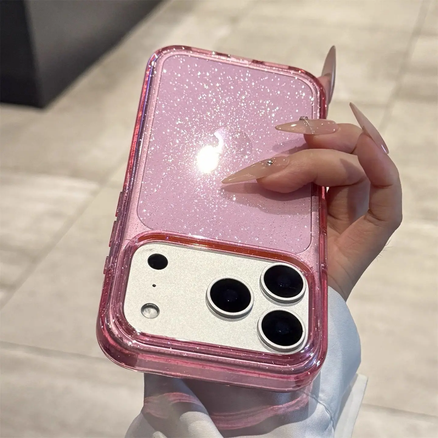Shockproof Luxury Bling Glitter Transparent Phone Case with Air Armor Bumper